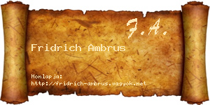 Fridrich Ambrus névjegykártya